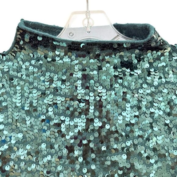 Anthropologie Alani Sequin Cashmere Mock-Neck Sweater Pilcro Womens Medium Green - Picture 7 of 13